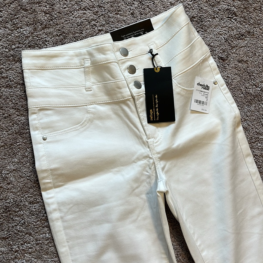 High-Waisted White Skinny Jeans